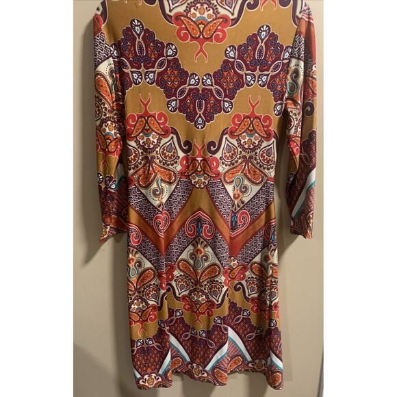 Sunny Leigh Dress Women's SMALL Paisley Print 3 Quarter Sleeve - Picture 5 of 5